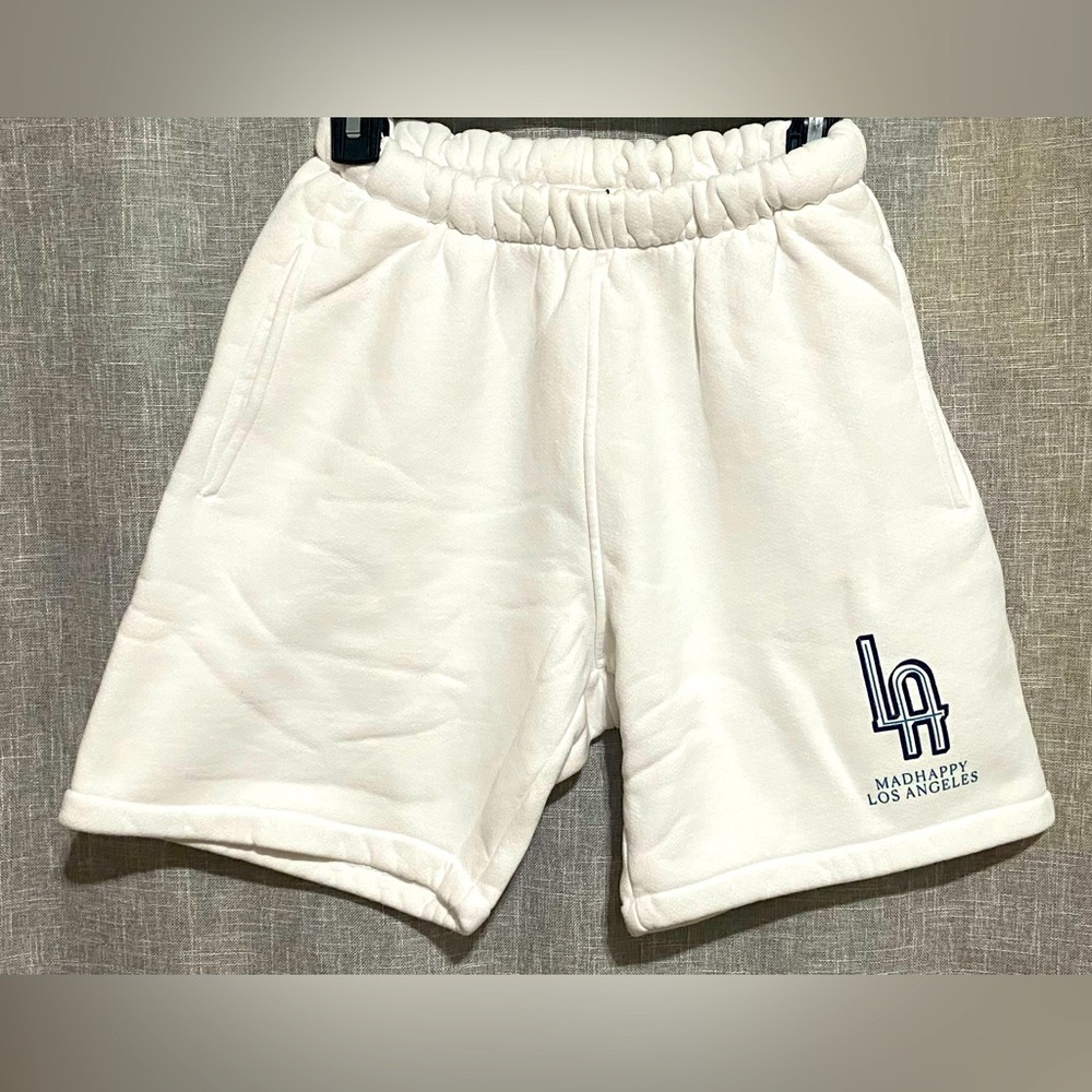 NEW*Madhappy ‘Los Angeles’ Palisades Fleece Sweat Shorts~ SMALL- In white